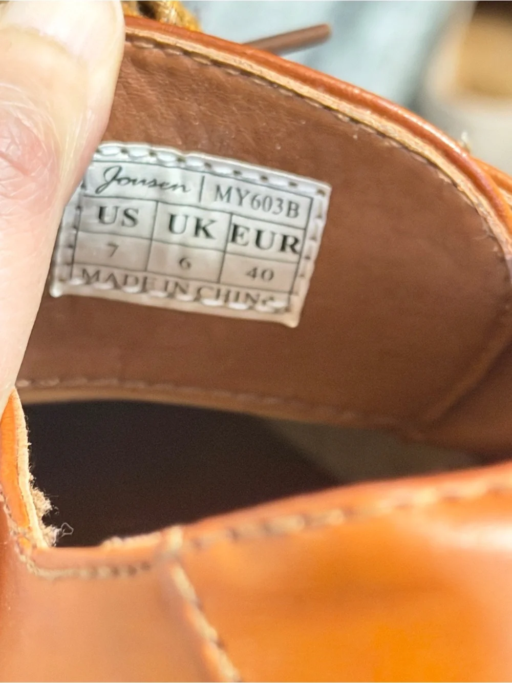 Jousen Men's Tan Leather Cap-Toe Oxford Derby Shoes